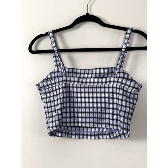 Hollister Y2K Purple Plaid M Crop Top Grunge Academia Prep Clueless Aesthetic - Picture 2 of 9